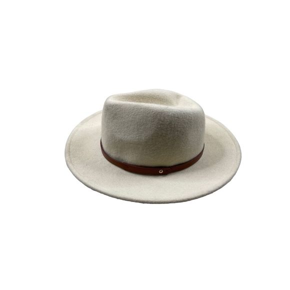 Free People Accessories - Free People French Vanilla Wythe Leather Band Wool Felt Fedora Hat
